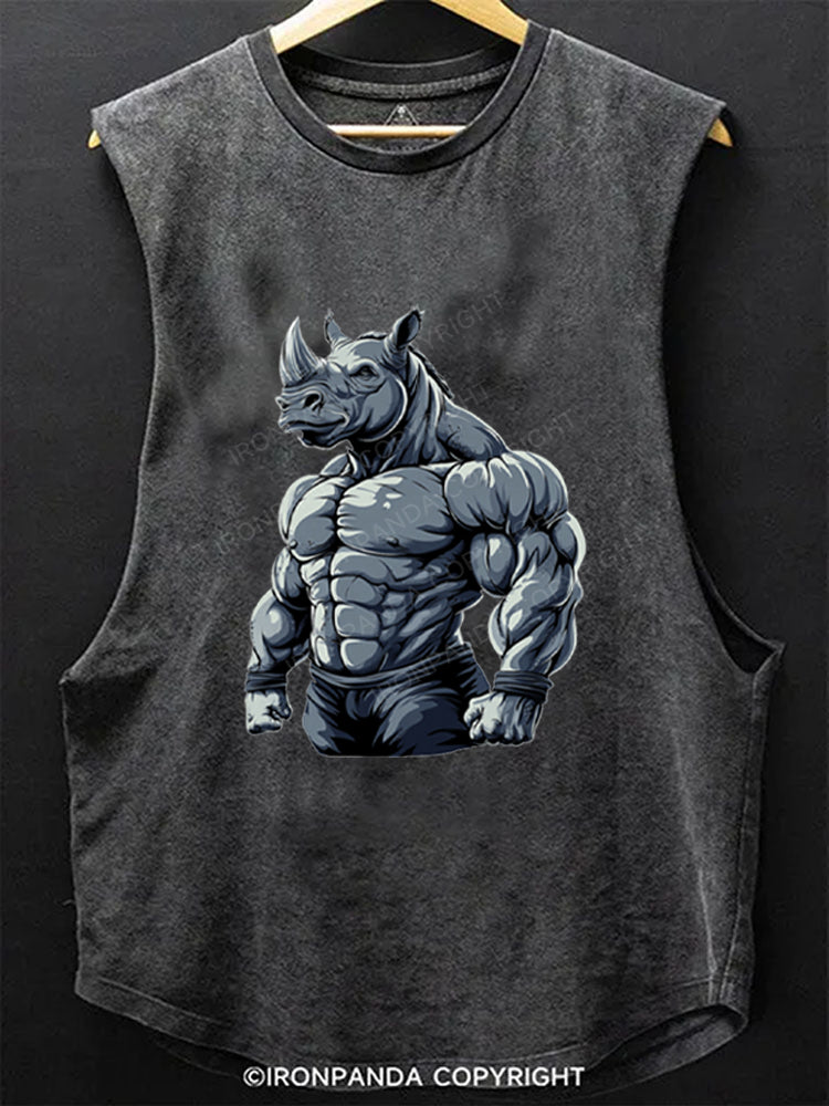 Muscular Rhino Bodybuilder Scoop Bottom Cotton Tank
