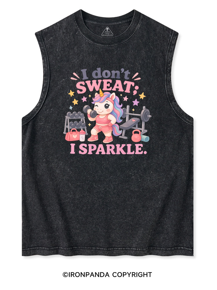 I DON'T SWEAT I SPARKLE SWEATY UNICORN Washed Tank