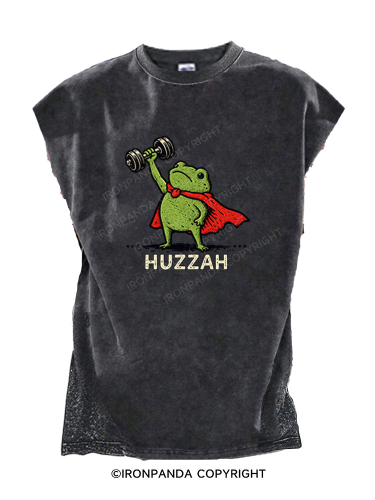 Huzzah Frog with Dumbbell Cut Off Tank