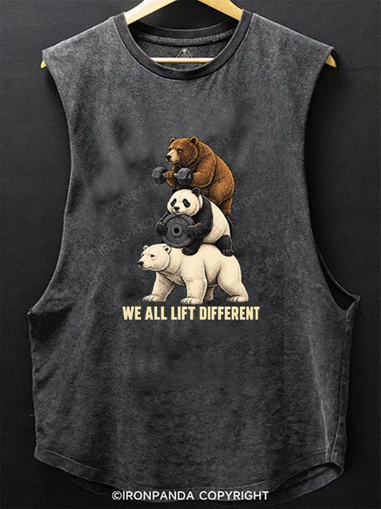 WE ALL LIFT DIFFERENT FUNNY Scoop Bottom Cotton Tank