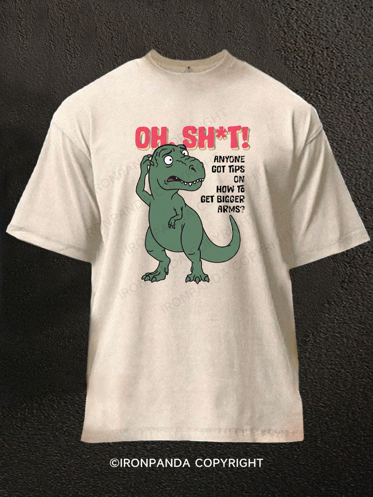 Funny T-Rex Small Arms Washed Gym Shirt