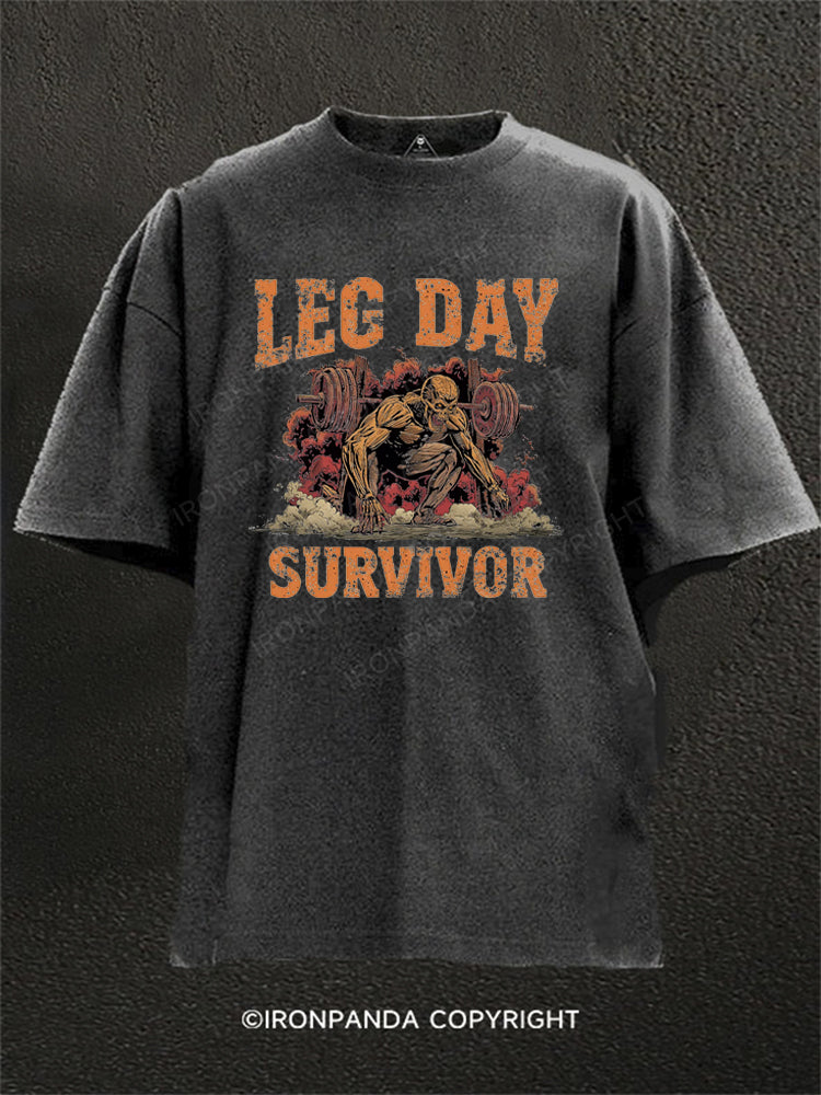 Leg Day Survivor Washed Gym Shirt