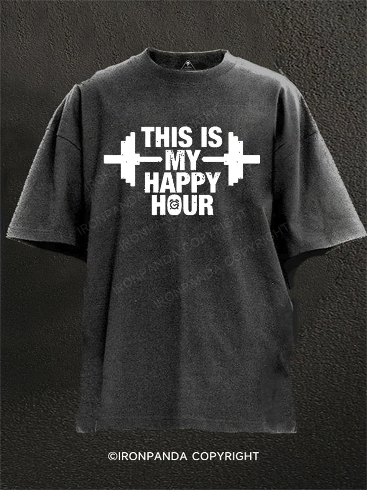 THIS IS MY HAPPY HOUR Washed Gym Shirt