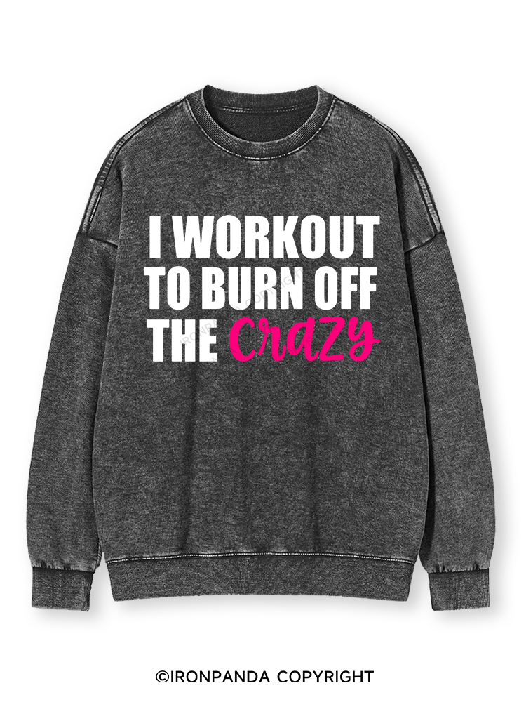 I WORKOUT TO BURN OFF THE CRAZY Washed Sweatshirt