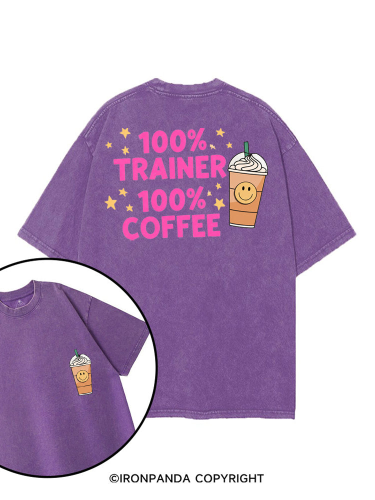 100% TRAINER 100% COFFEE printed Gym Shirt