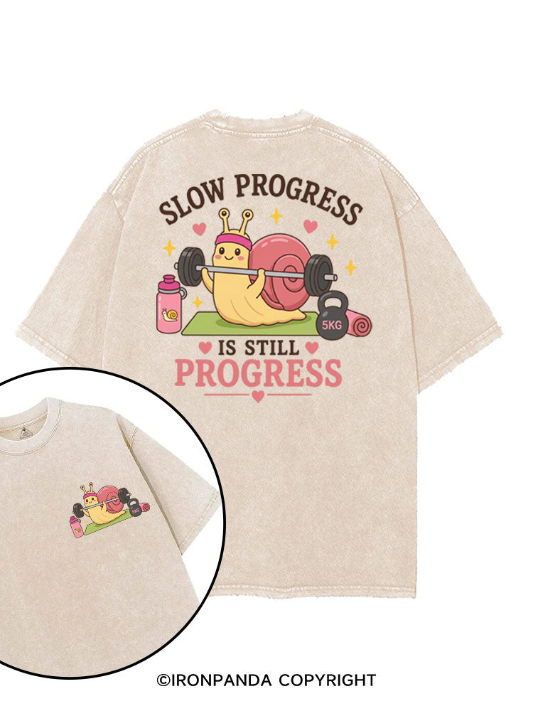 LOW PROGRESS IS STILL PROGRESS CUTE GYM SNAIL printed Gym Shirt
