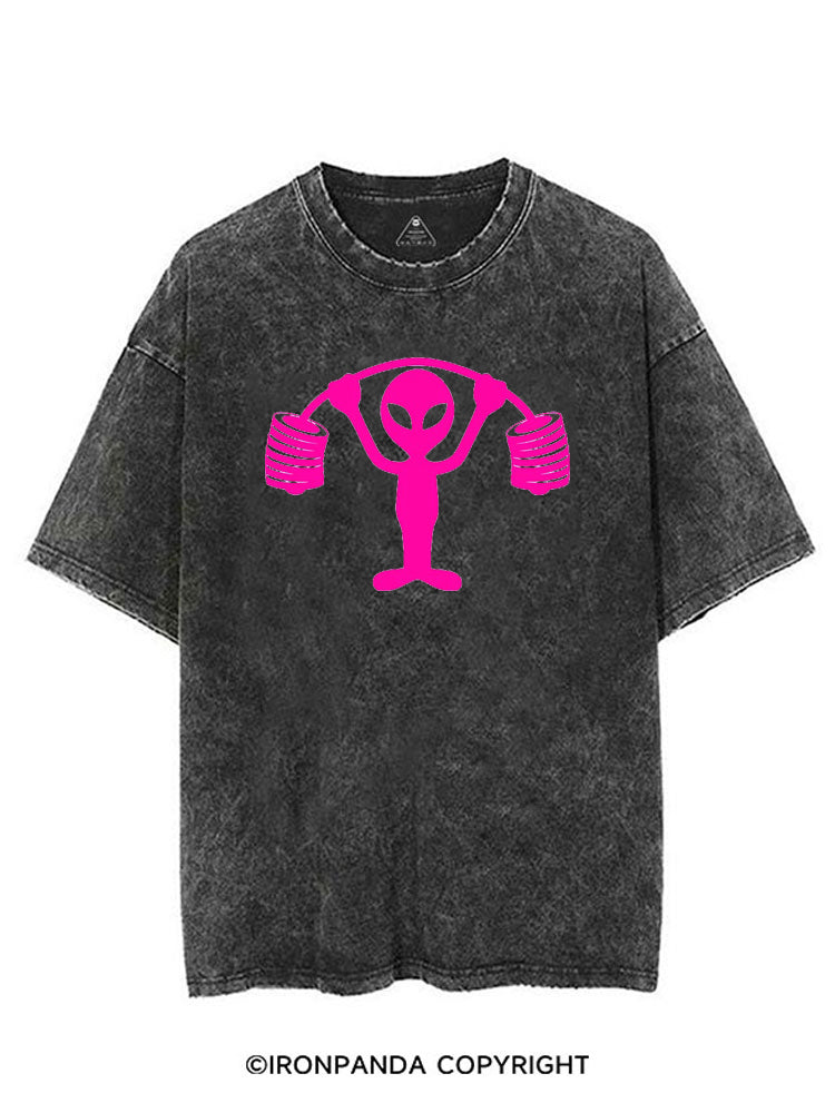 PINK ALIEN POWERLIFTING VINTAGE GYM SHIRT