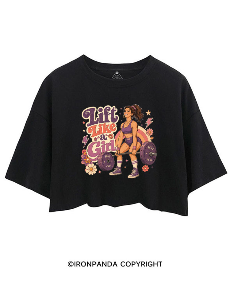 LIFT LIKE A GIRL FUNNY WORKOUT CROP TOPS