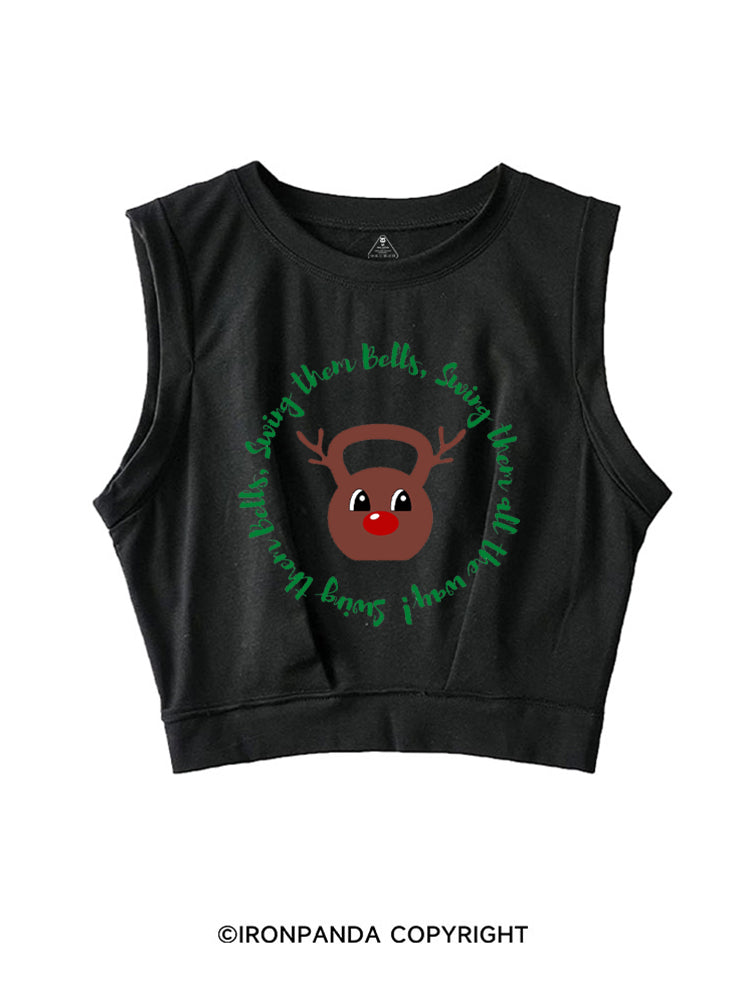 SWING THEM BELLS, SWING THEM BELLS, SWING THEM ALL THE WAY! SLEEVELESS CROP TOPS