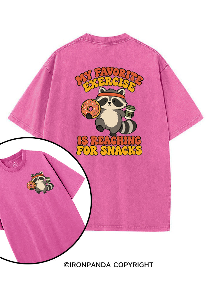 My Favorite Exercise Is Reaching for Snacks Funny Raccoon printed Gym Shirt