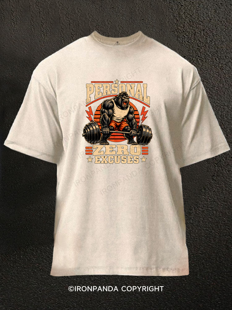 Fitness Weightlifting Gorilla No Excuses Washed Gym Shirt