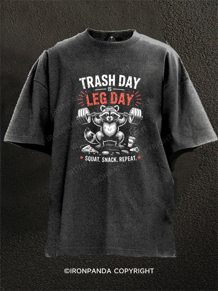 Trash Day Is Leg Day Washed Gym Shirt