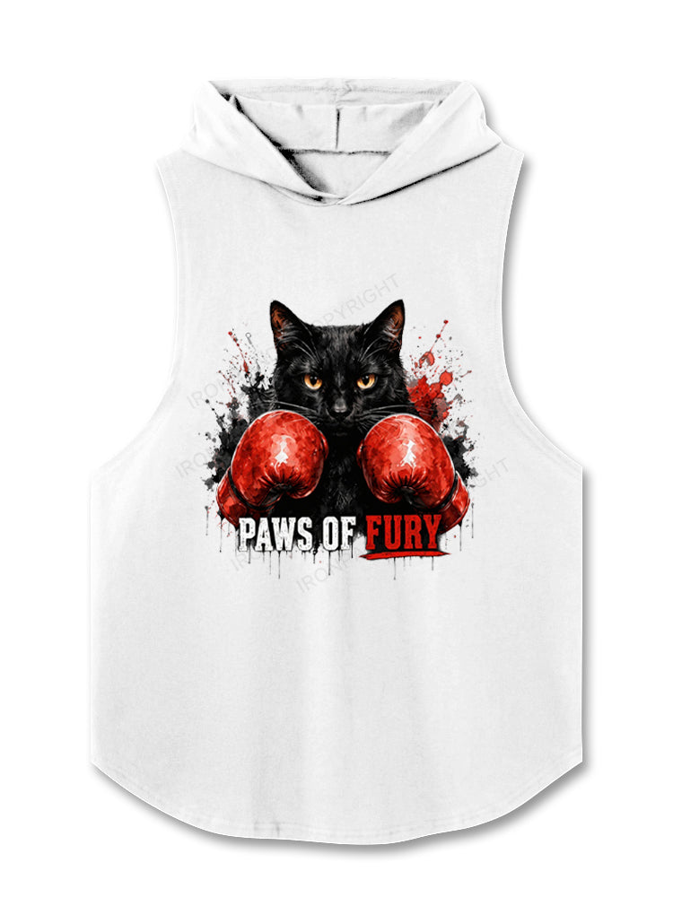 Paws of Fury Feline Boxer Cat Fighting Hooded Tank