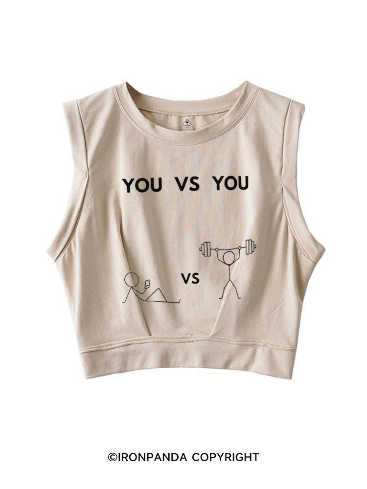 YOU VS YOU GYM VIBE SLEEVELESS CROP TOPS