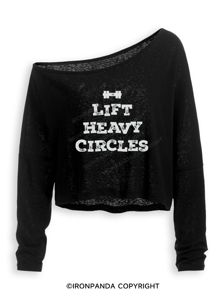 LIFT HEAVY CIRCLES Off Shoulder Long Sleeve Crop Top