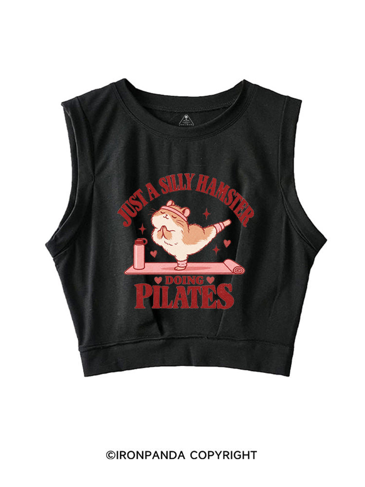 JUST A SILLY HAMSTER DOING PILATES SLEEVELESS CROP TOPS