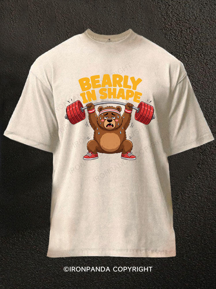 Funny Bear Workout Bearly In Shape Washed Gym Shirt