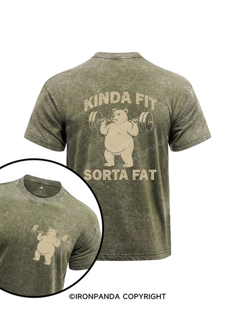 Kinda Fit Sorta Fat Humor Body Positive Printed Washed Gym Shirt