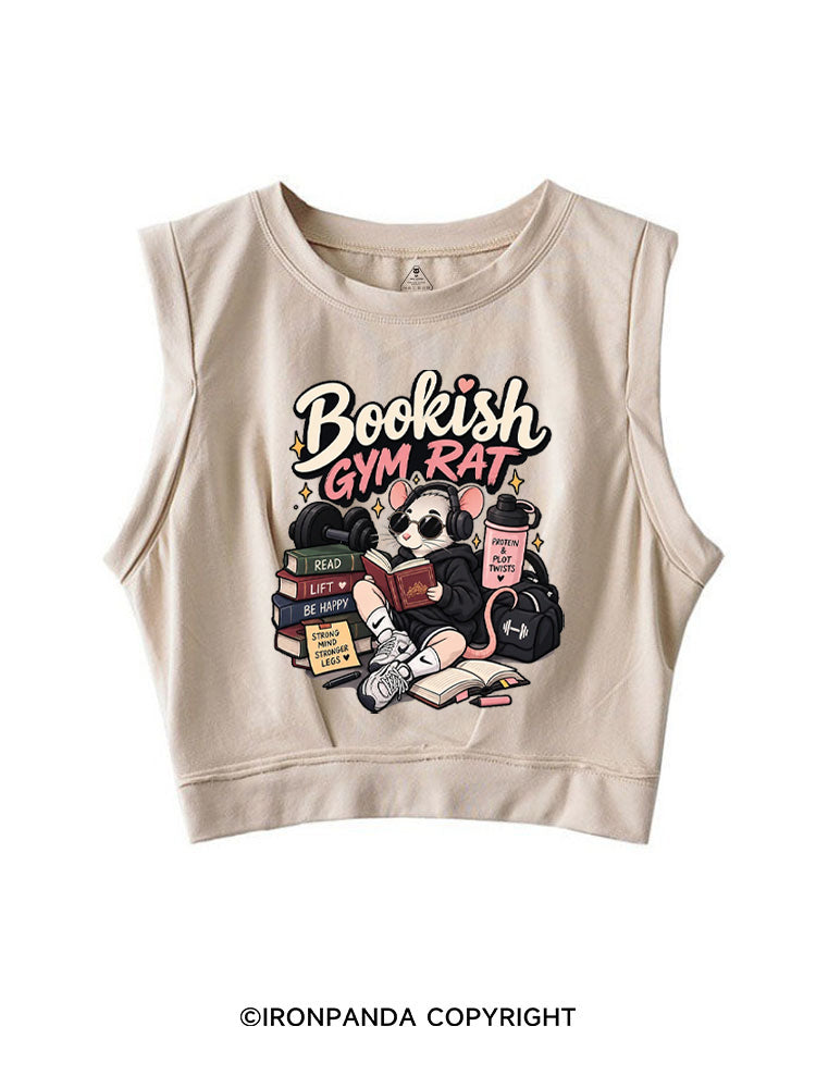BOOKISH GYM RAT SLEEVELESS CROP TOPS