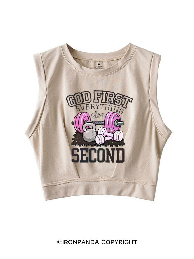 GOD FIRST EVERYTHING ELSE SECOND SLEEVELESS CROP TOPS