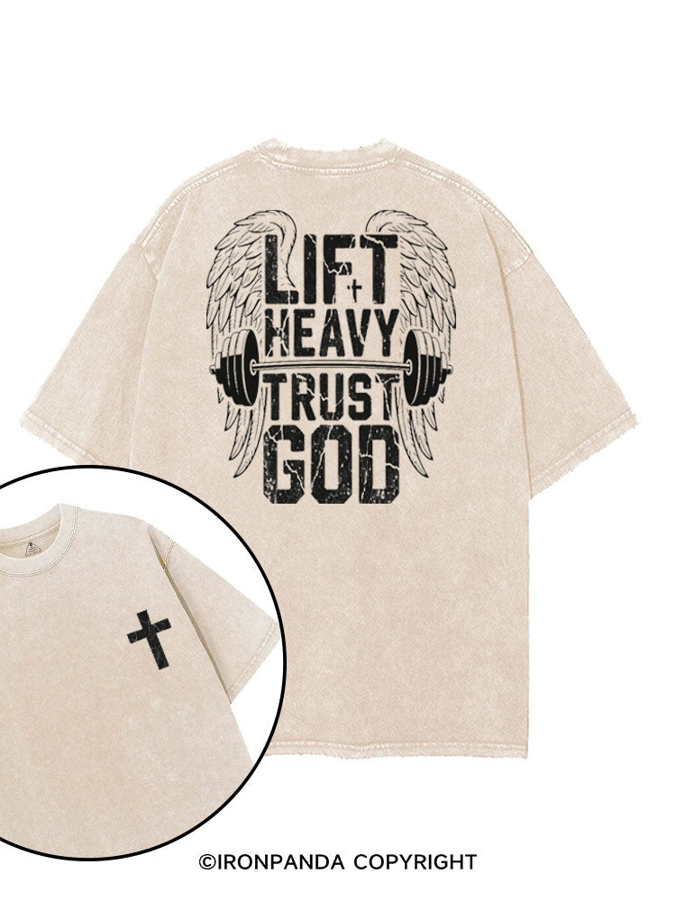 LIFT HEAVY TRUST GOD printed Gym Shirt