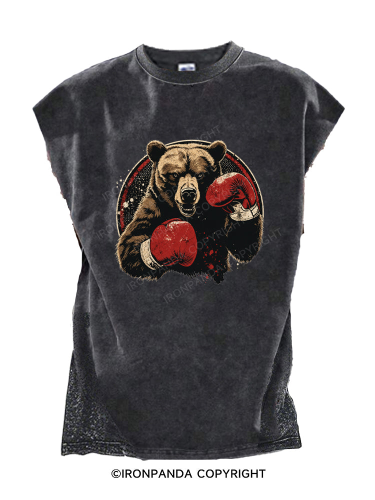 Retro Boxing Bear Cut Off Tank