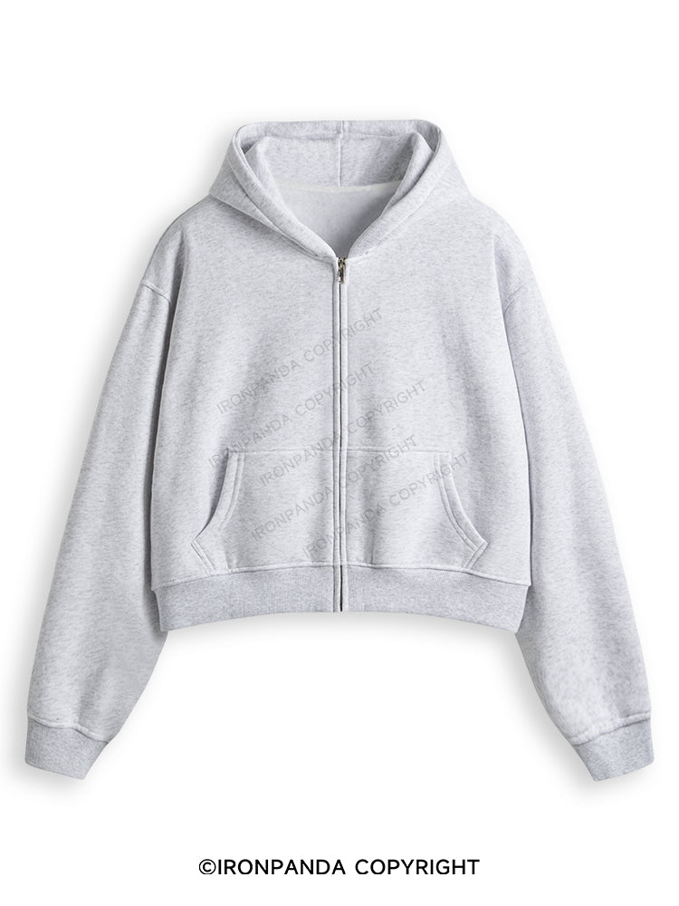 no you do it Fleece Crop Zip Up Hoodie