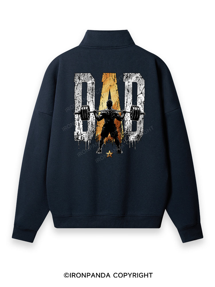 Dad Lifting Back Printed Quarter-Zip Fleece Sweatshirt