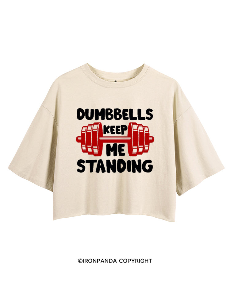 DUMBBELLS KEEP ME STANDING CROP TOPS
