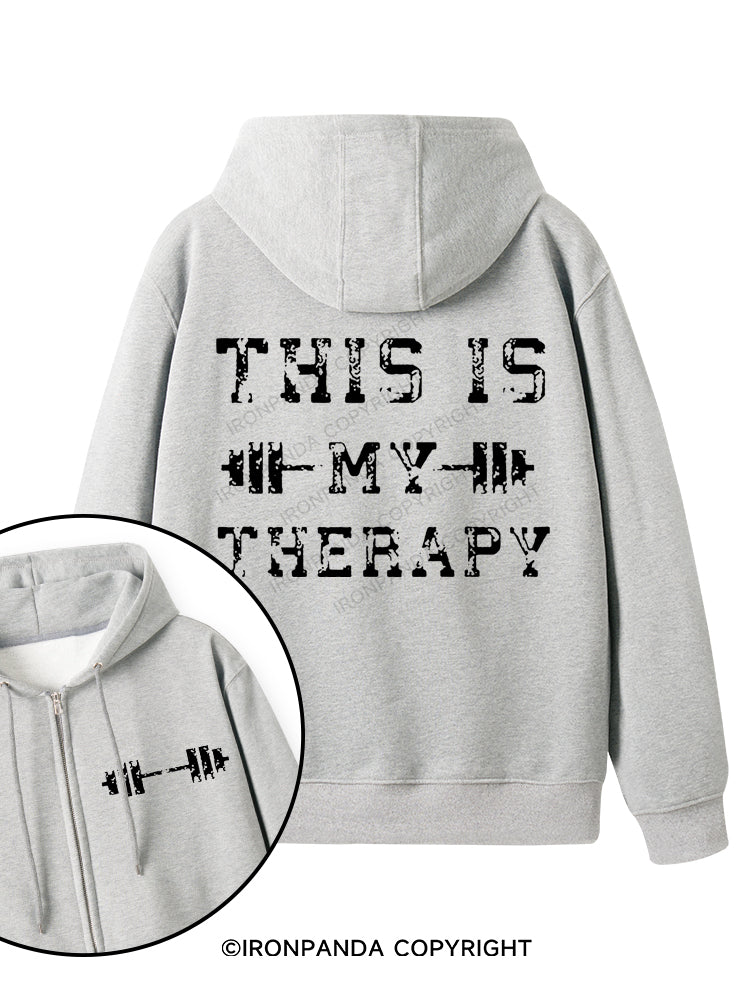 This Is My Therapy Double-Sided Printed Fleece Zip Up Hoodie