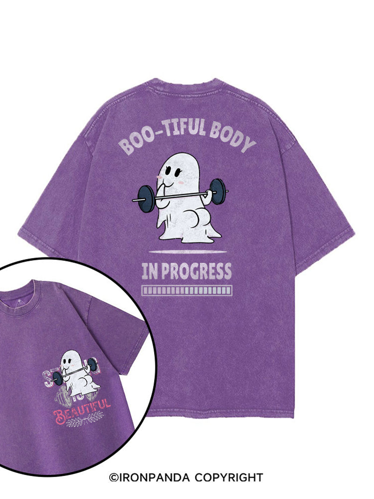 BOO-TIFUL BODY IN PROGRESS printed Gym Shirt