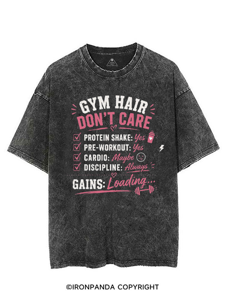 GYM HAIR DON'T CARE GAINS LOADING VINTAGE GYM SHIRT