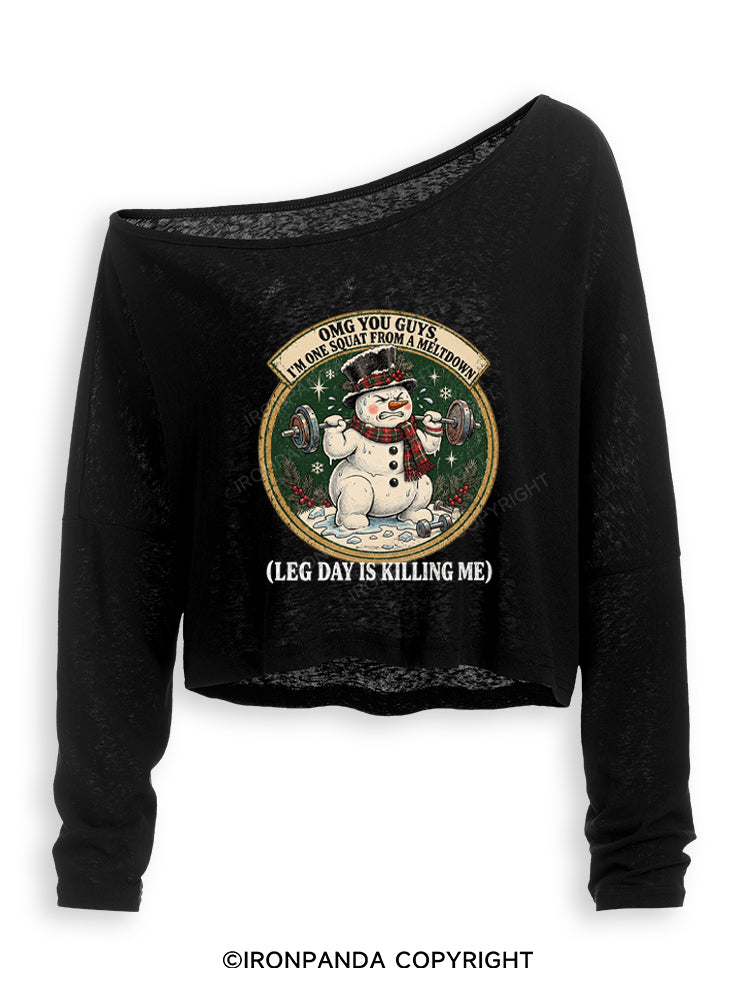 OMG YOU GUYS, I'M ONE SQUAT FROM A MELTDOWN (LEG DAY IS KILLING ME) Off Shoulder Long Sleeve Crop Top