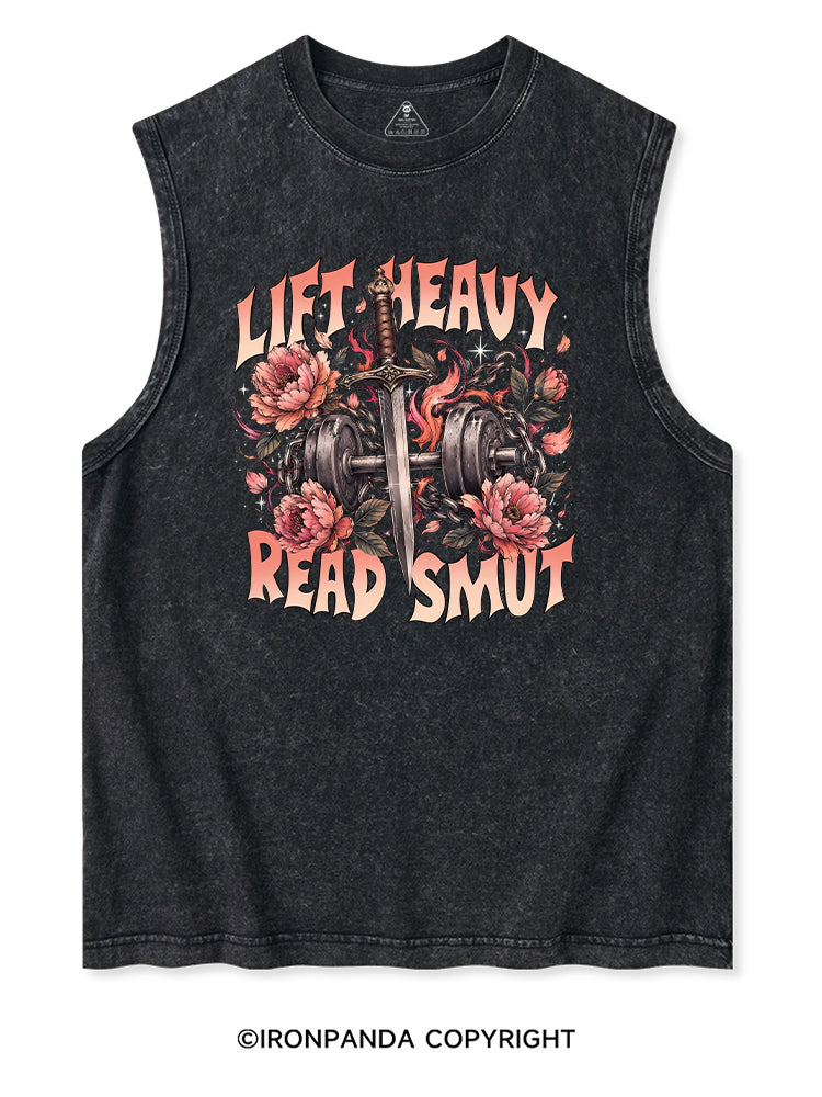 LIFT HEAVY READ SMUT WEIGHTLIFTING BOOKISH Washed Tank