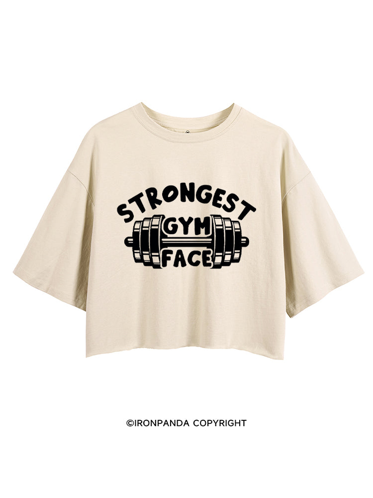 STRONGEST GYM FACE CROP TOPS