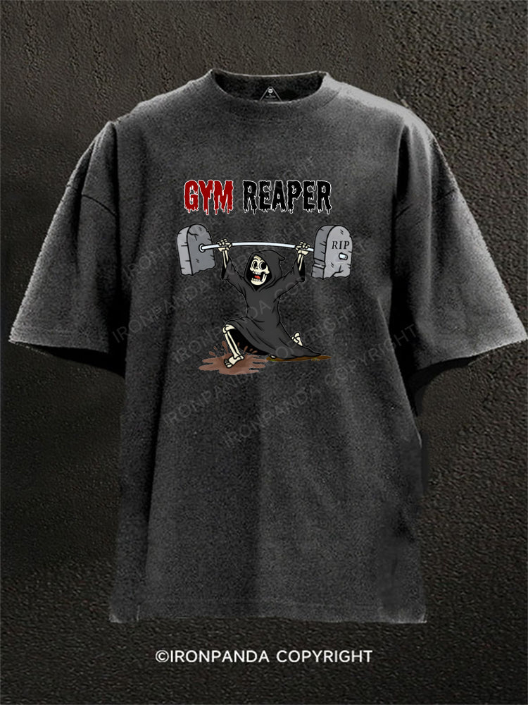 Gym Reaper Lifting Weights Washed Gym Shirt