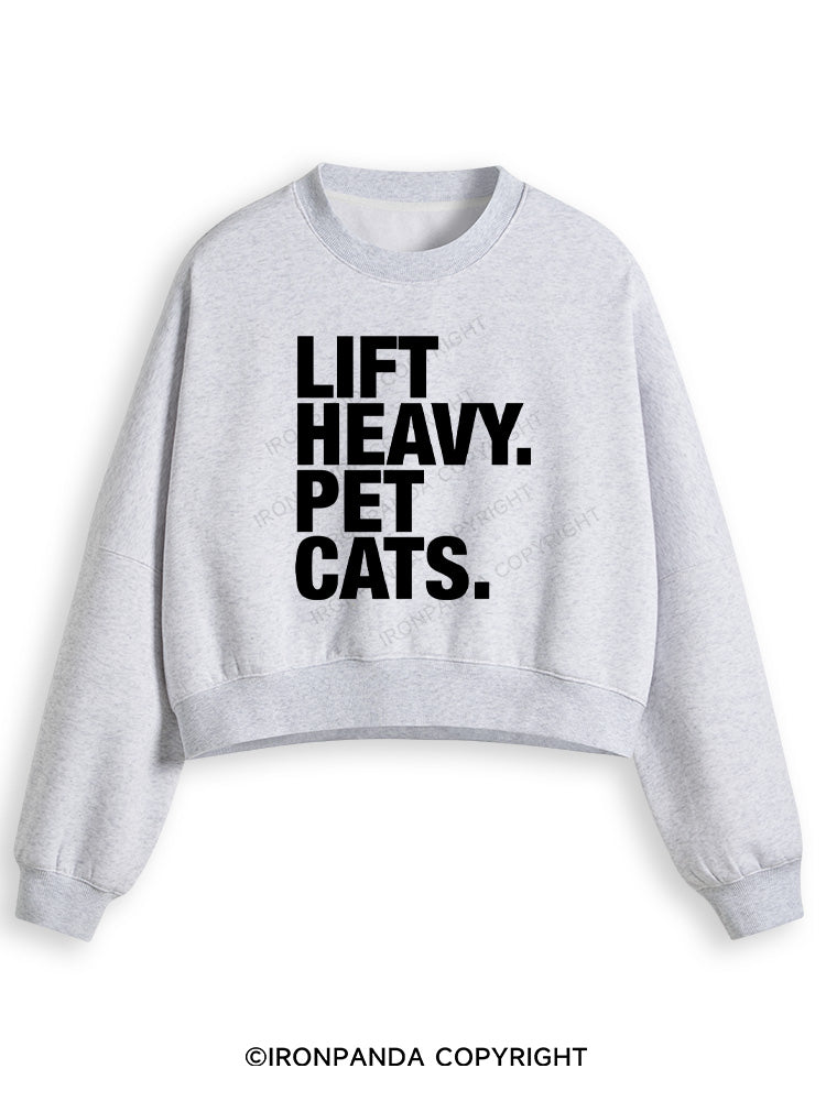 LIFT HEAVY PET CATS Fleece Crop Sweatshirt
