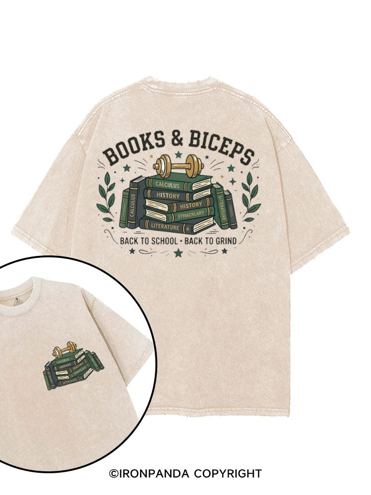 BOOKS & BICEPS BACK TO SCHOOL BACK TO GRIND printed Gym Shirt