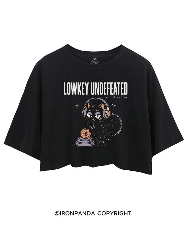 LOWKEY UNDEFEATED STILL SHOWD UP SPOOKY SEASON TRAINING CLUB CROP TOPS
