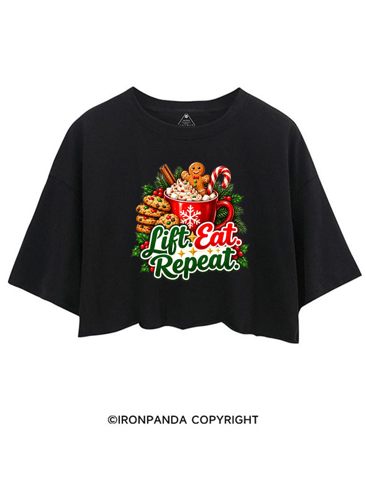 LIFT EAT REPEAT HOT COCOA & COOKIES CROP TOPS
