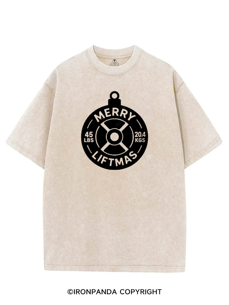 MERRY LIFTMAS WEIGHT PLATE ORNAMENT VINTAGE GYM SHIRT
