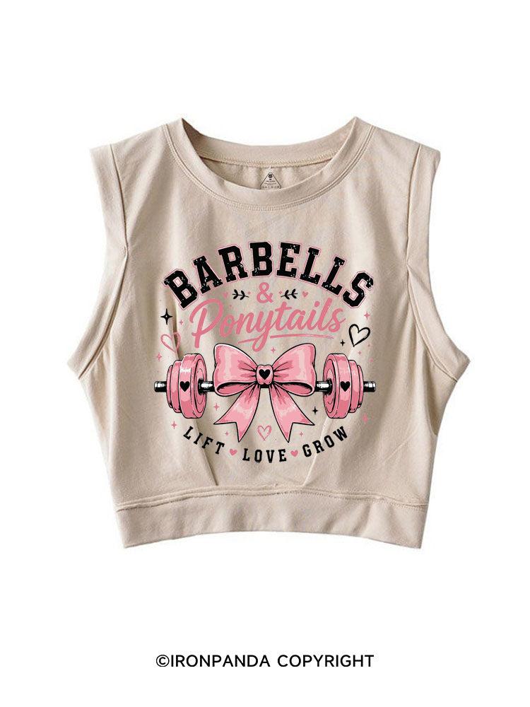 BARBELLS & PONYTAILS LIFT LOVE GROW SLEEVELESS CROP TOPS