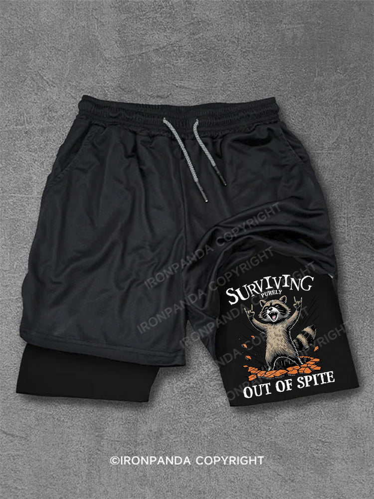 Raccoon Surviving Purely Out of Spite Performance Training Shorts