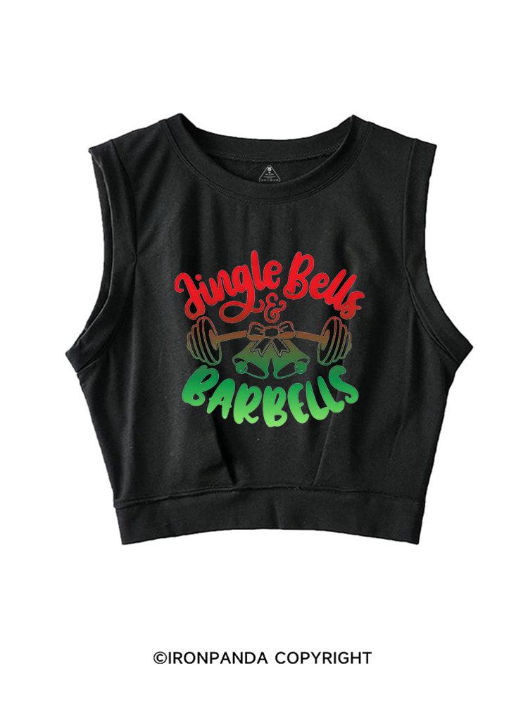 JINGLE BELLS & BARBELLS SLEEVELESS CROP TOPS