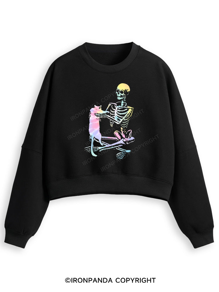 LIFT HEAVY. PET CATS Fleece Crop Sweatshirt