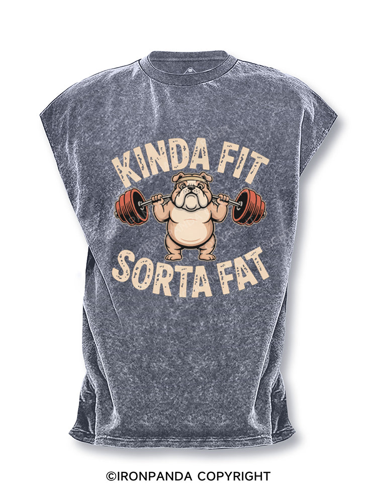 Kinda Fit Sorta Fat Funny Cute Bulldog Cut Off Tank