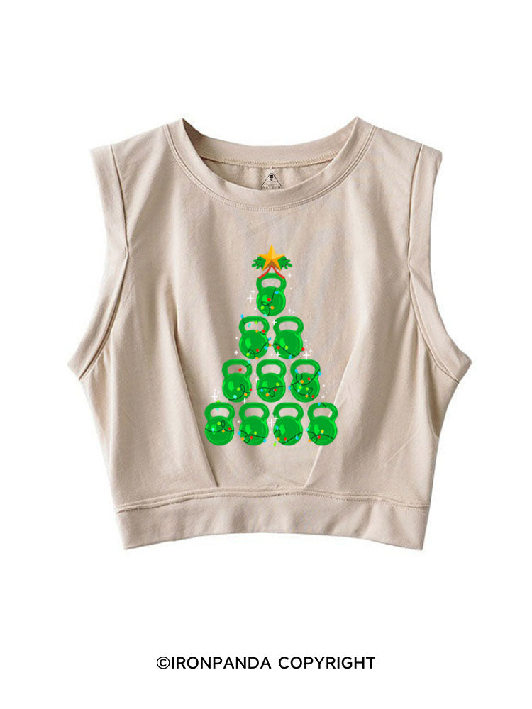 Kettlebell Christmas Tree SLEEVELESS CROP TOPS