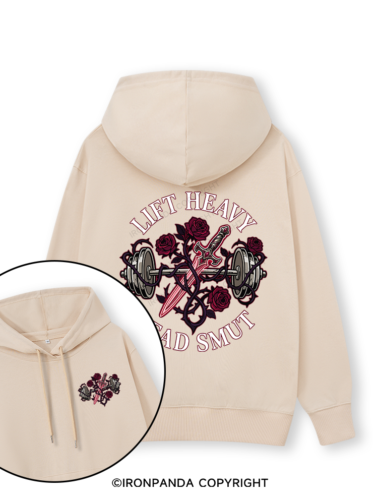 LIFT HEAVY READ SMUT Double-Sided Printed Classic Gym Hoodie