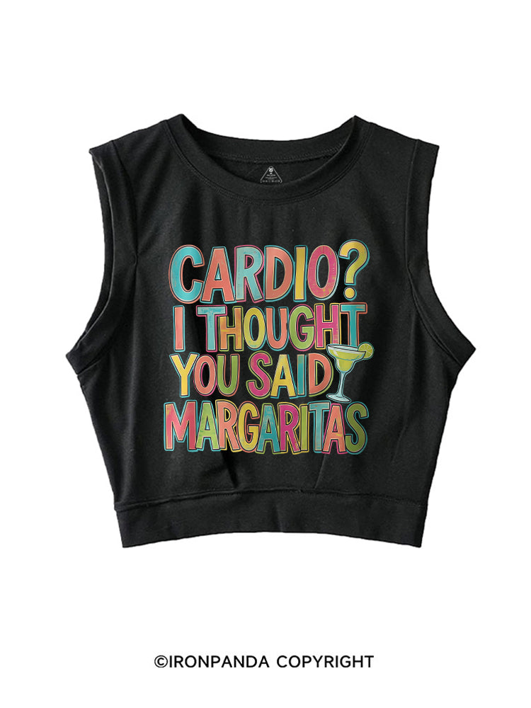 CARDIO I THOUGHT YOU SAID MARGARITAS ROCKER COTTON TANK
