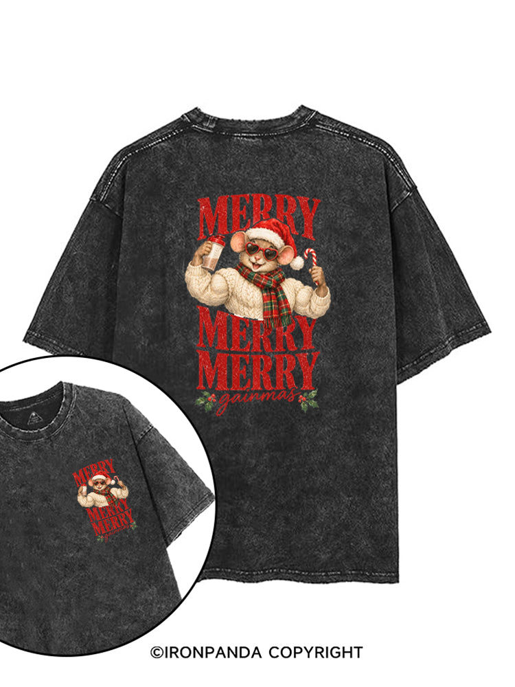 Merry Merry Merry Gainmas printed Gym Shirt